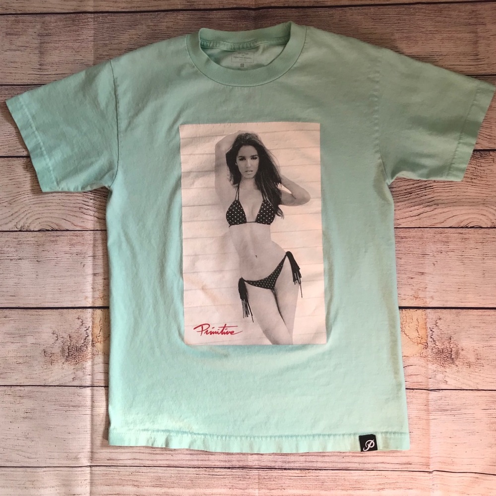 Teal Bikini Girl Primitive Tee